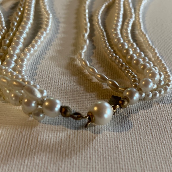 5 strand pearl style necklace MARVELLA - VINTAGE! - Picture 9 of 11